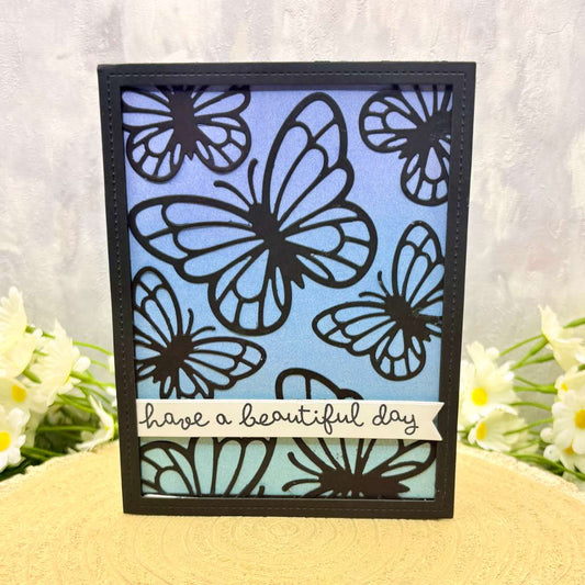 Silhouette Butterflies Have A Beautiful Day Handmade Birthday Card