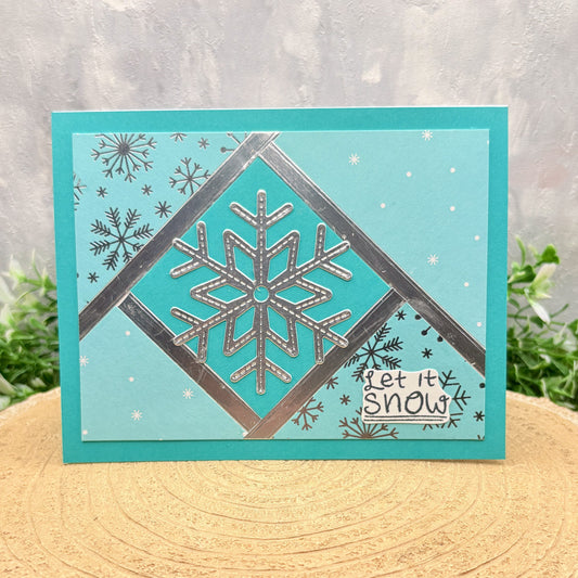 Silver Snowflake Let It Snow Handmade Christmas Card