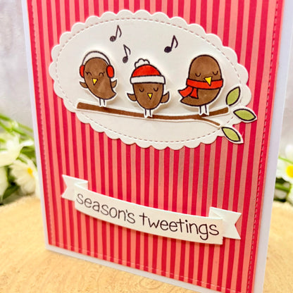 Singing Robins Handmade Christmas Card-2