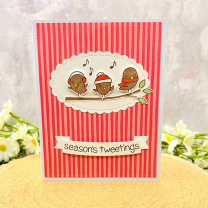 Singing Robins Handmade Christmas Card