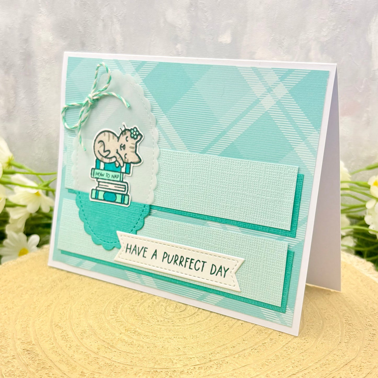 Sleeping Cat Have A Purrfect Day Handmade Birthday Card-1