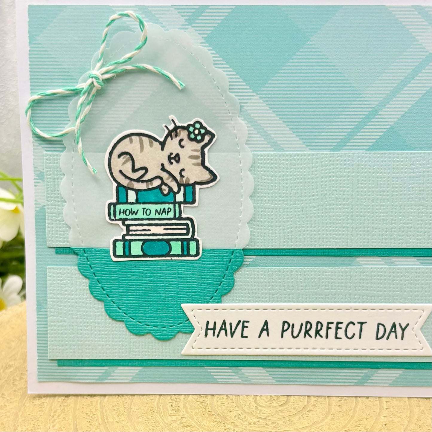 Sleeping Cat Have A Purrfect Day Handmade Birthday Card-2