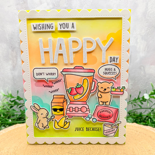 Smoothie Making Animals Handmade Birthday Card