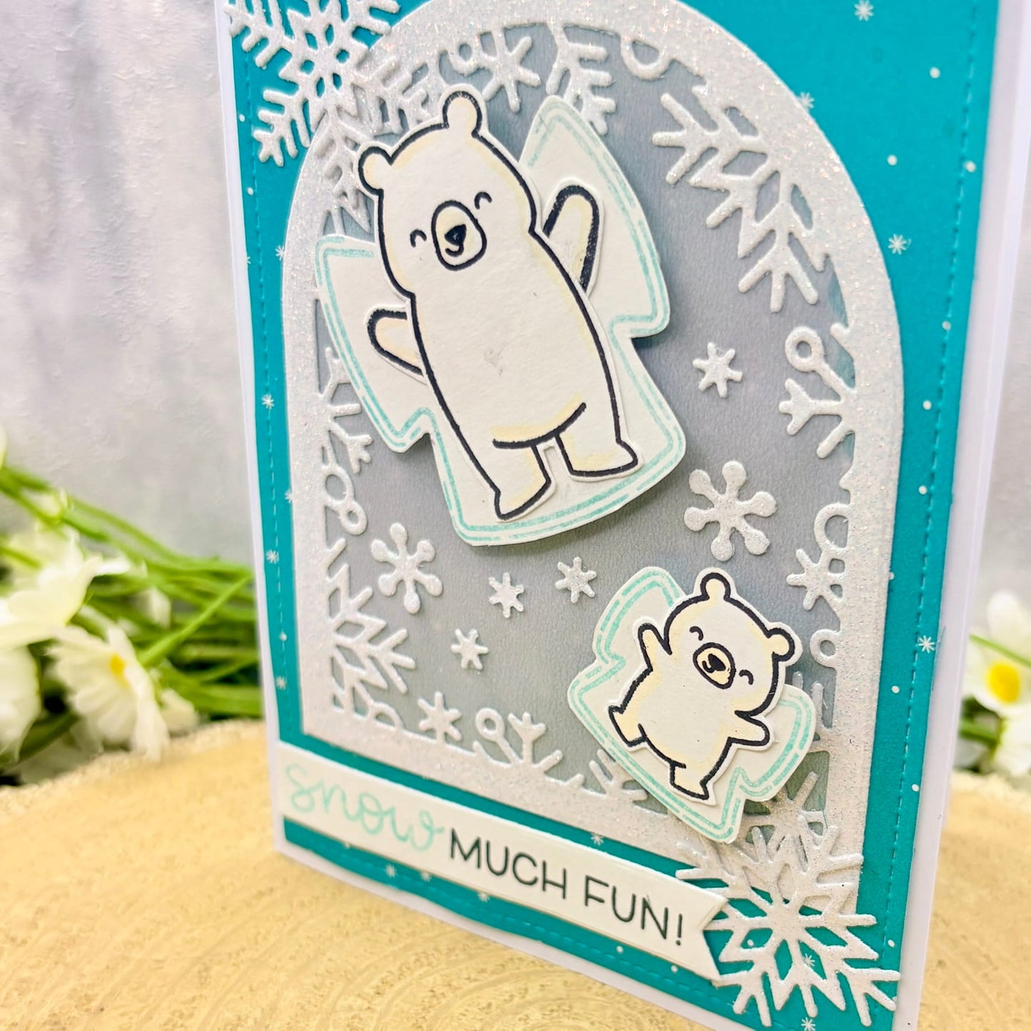 Snow Angel Bears Handmade Christmas Card-2