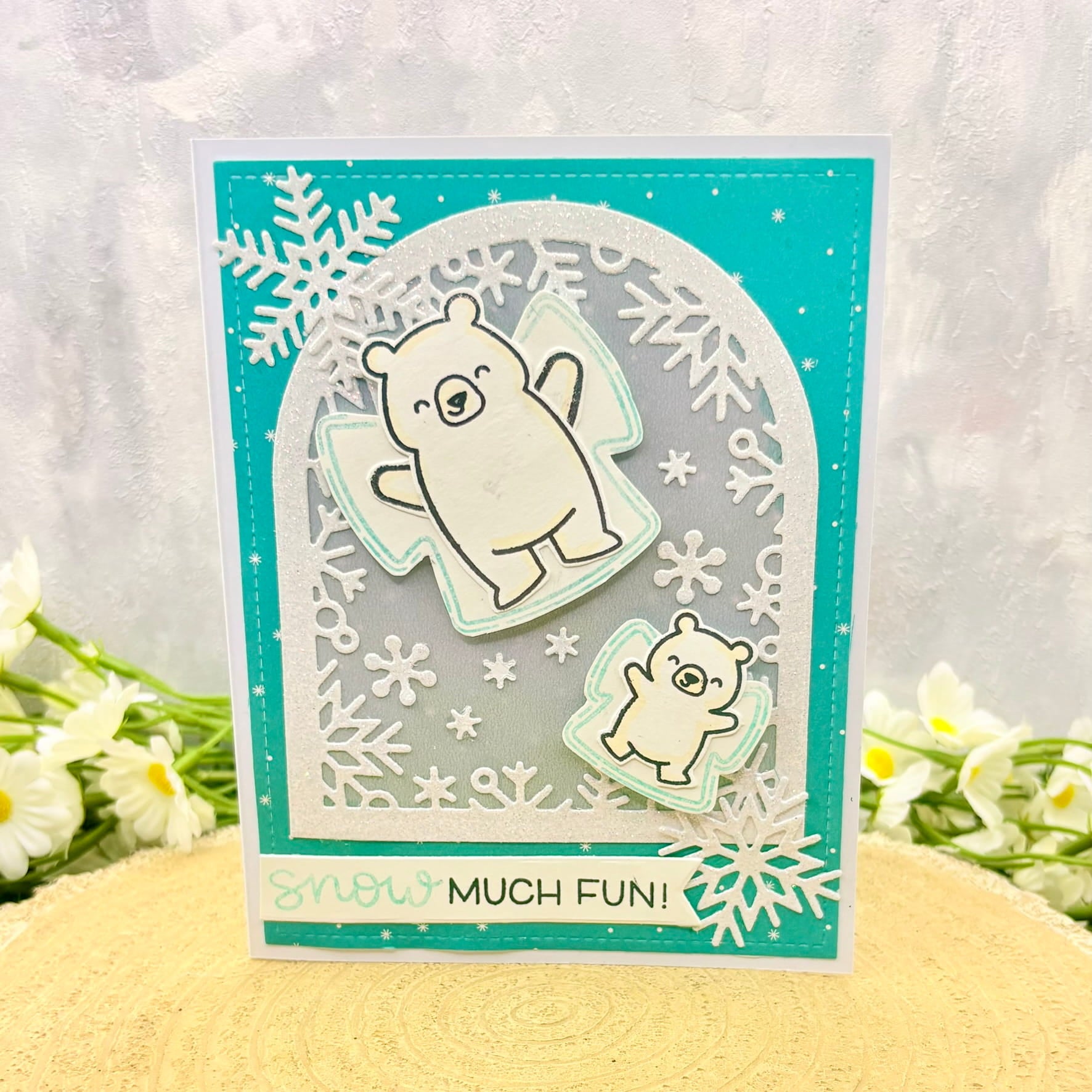Snow Angel Bears Handmade Christmas Card