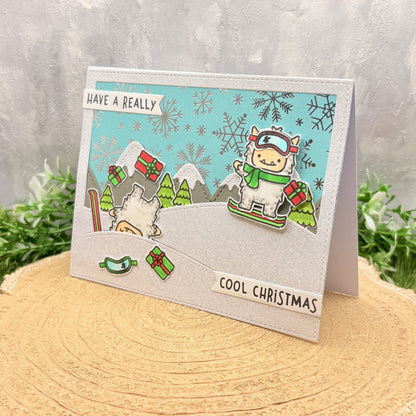 Snowboarding Yeti's Handmade Christmas Card