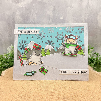 Snowboarding Yeti's Handmade Christmas Card