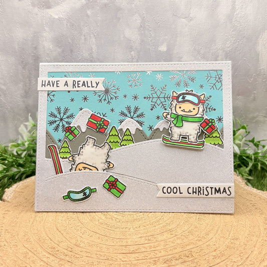 Snowboarding Yeti's Handmade Christmas Card