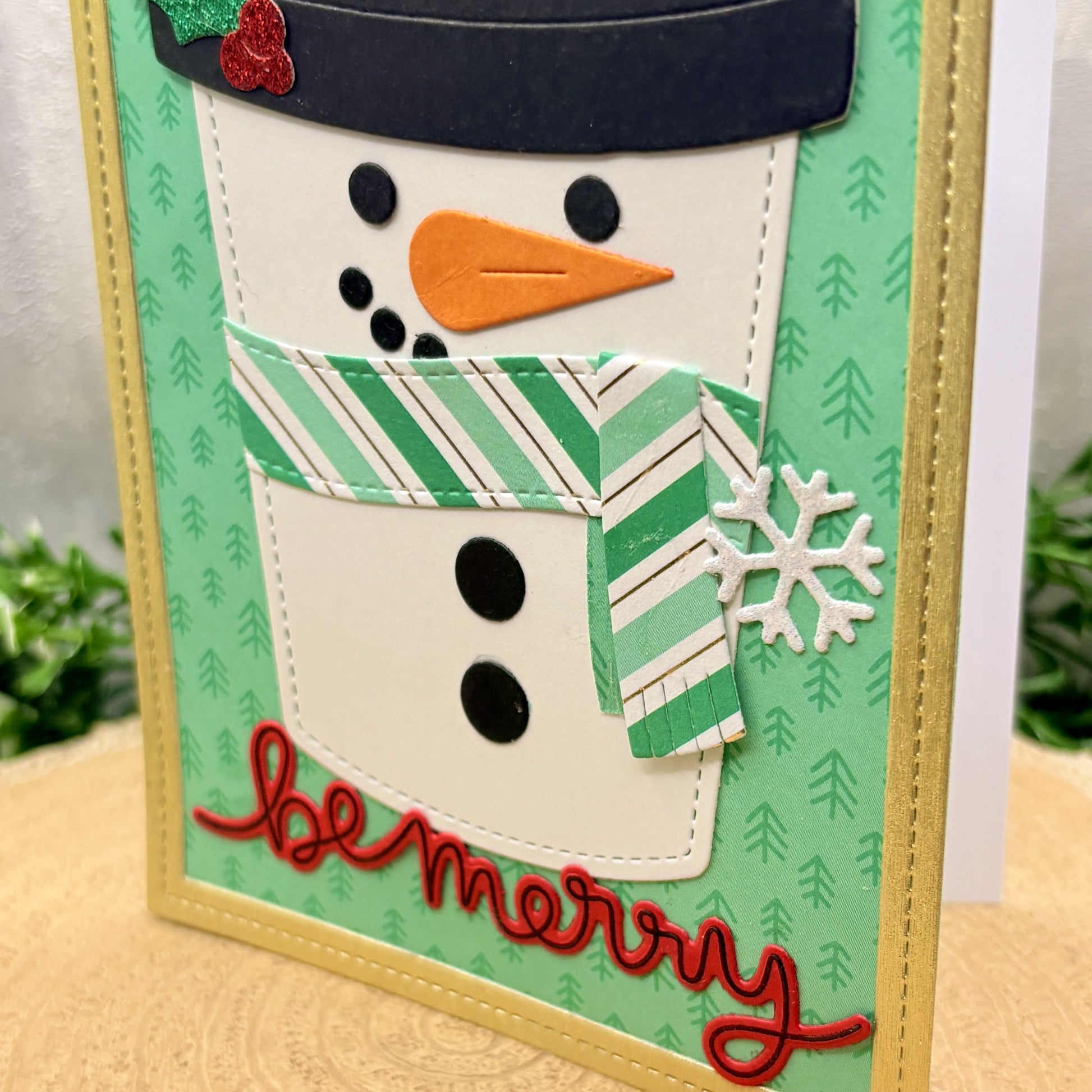 Snowman Travel Cup Handmade Christmas Card-2