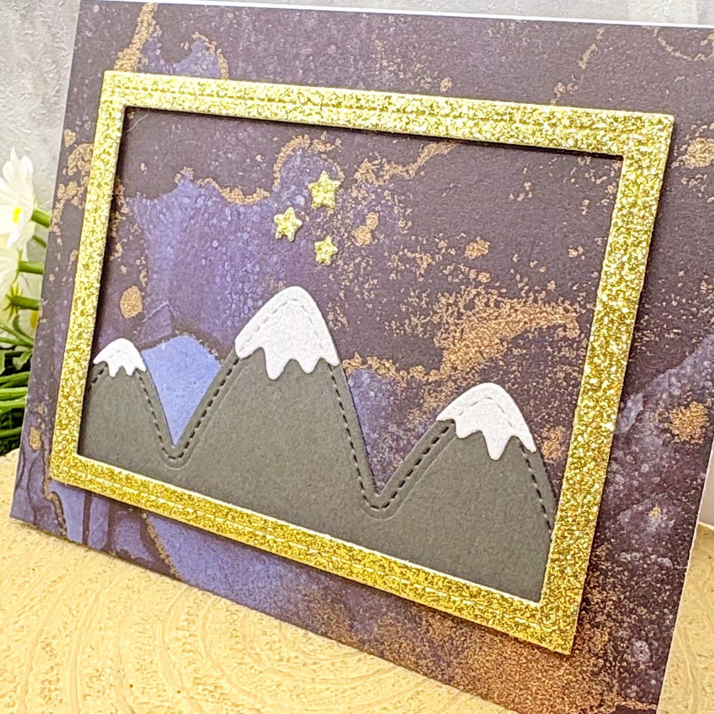 Snowy Mountain Peaks Handmade Card-2