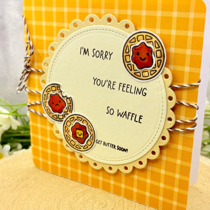 Sorry You're Feeling So Waffle Handmade Get Well Card-2