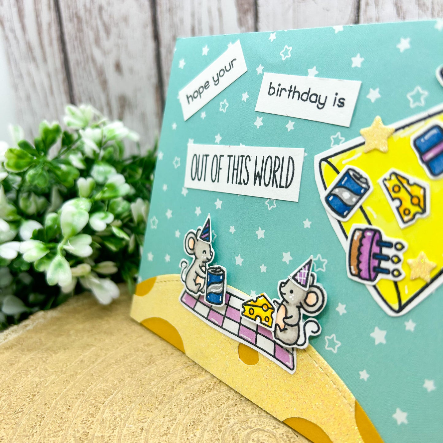 Space Mice Out Of This World Handmade Birthday Card-2