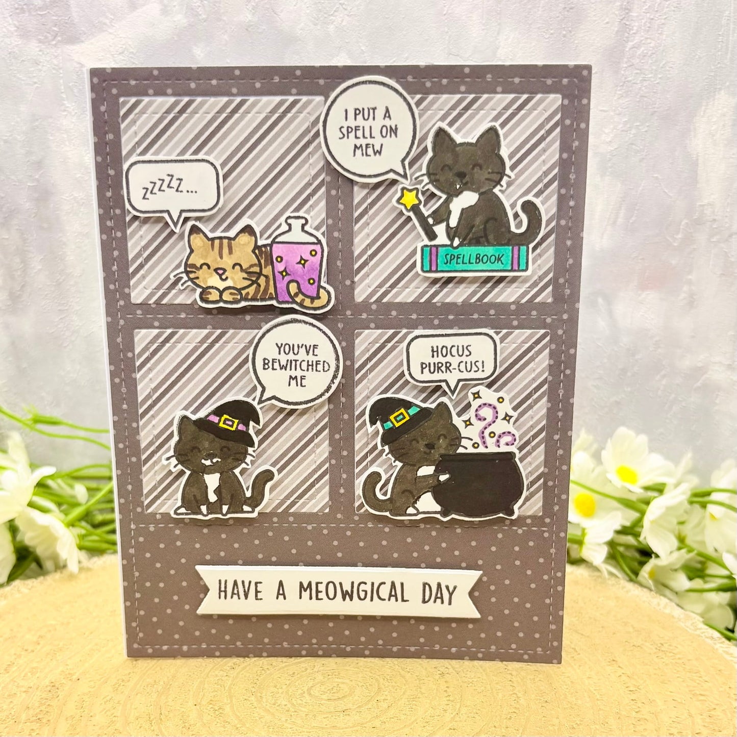 Spells & Potions Cats Handmade Birthday Card