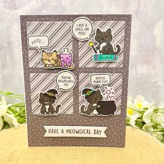 Spells & Potions Cats Handmade Birthday Card