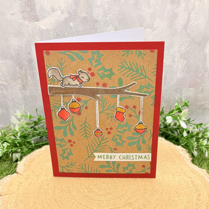 Squirrel On Branch Handmade Christmas Card-1
