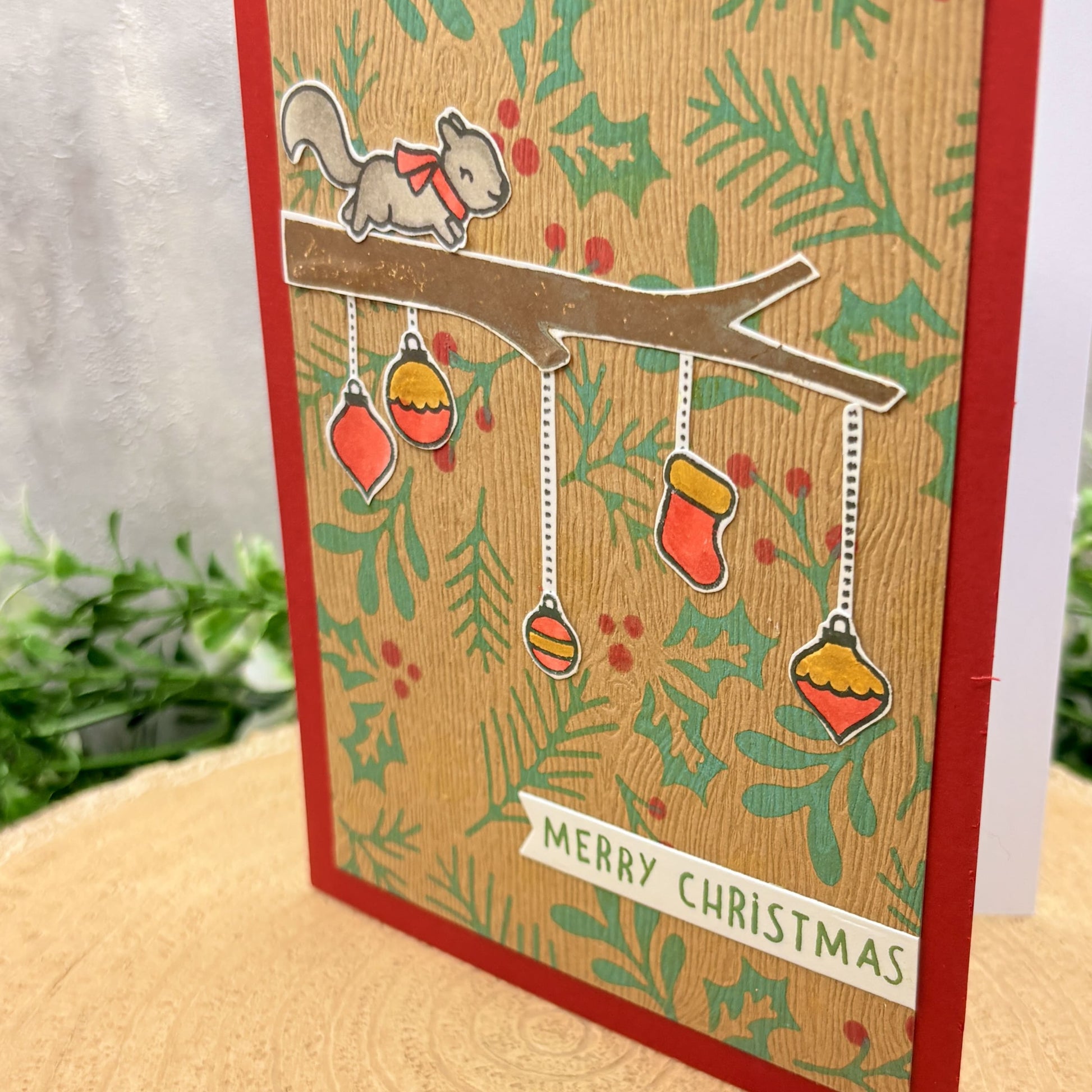 Squirrel On Branch Handmade Christmas Card-2