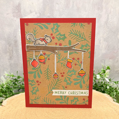 Squirrel On Branch Handmade Christmas Card