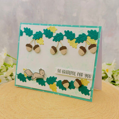 Squirrel & Acorns Grateful For You Handmade Card-1
