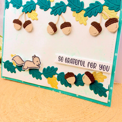 Squirrel & Acorns Grateful For You Handmade Card-2