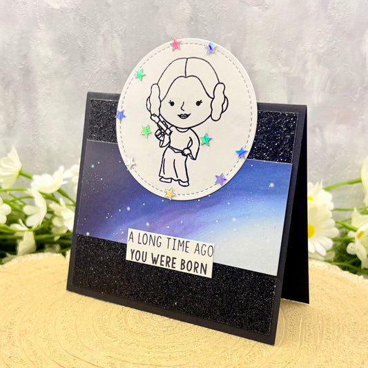 Star Leia Handmade Character Birthday Card
