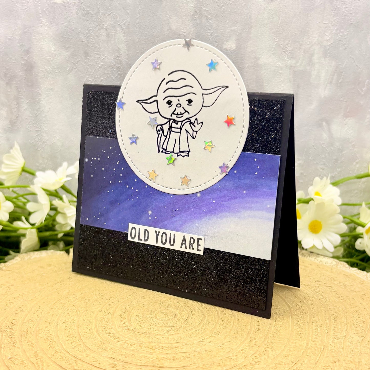 Star Little Green Guy Handmade Character Birthday Card