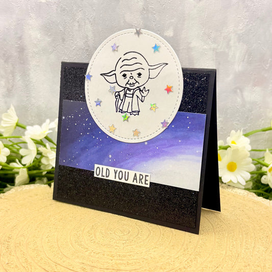 Star Little Green Guy Handmade Character Birthday Card