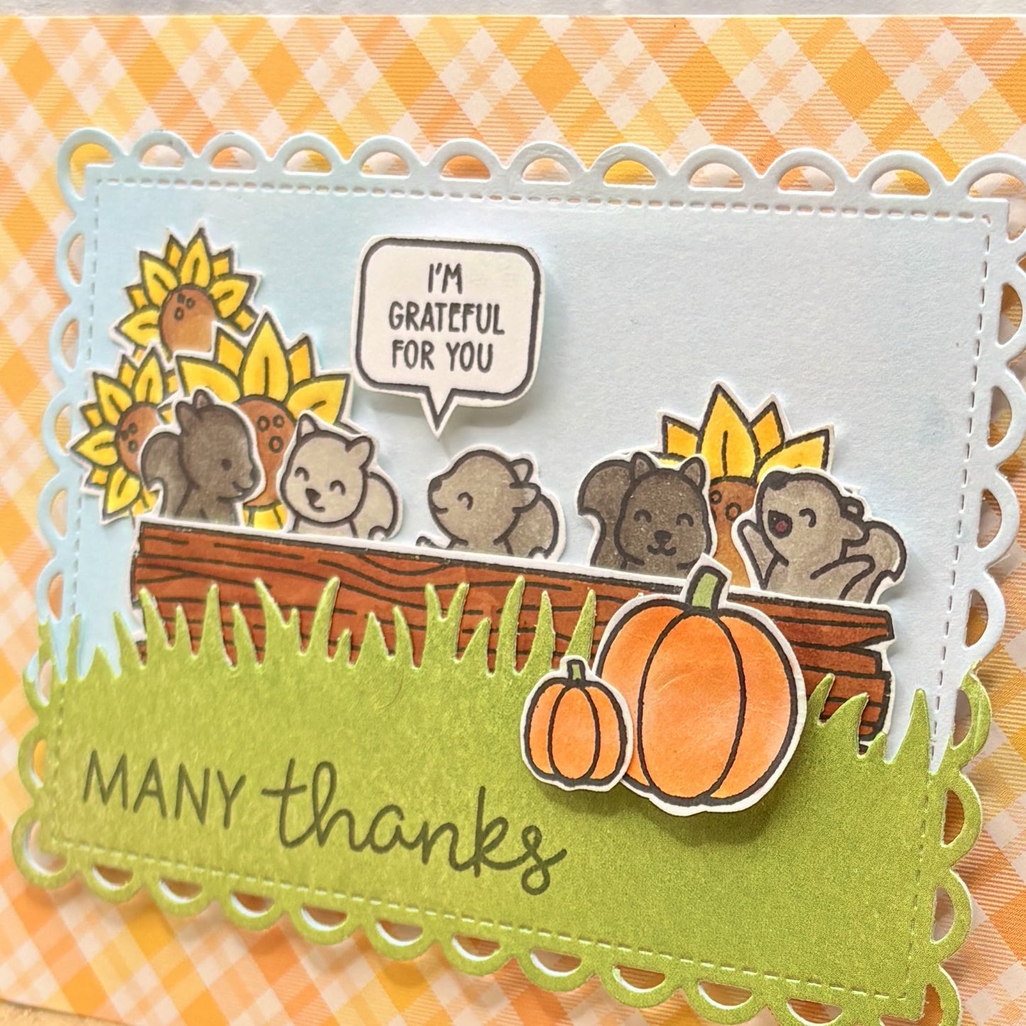 Sunflower Patch Animals Handmade Thank You Card-2