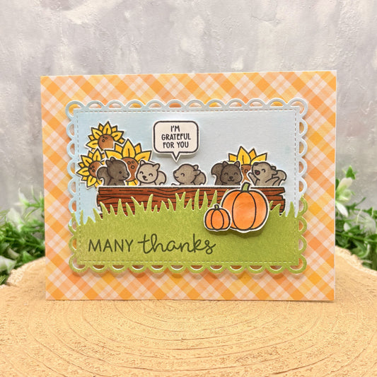 Sunflower Patch Animals Handmade Thank You Card