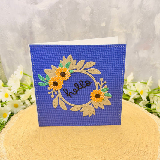 Sunflower Wreath 'Hello' Handmade Card-1
