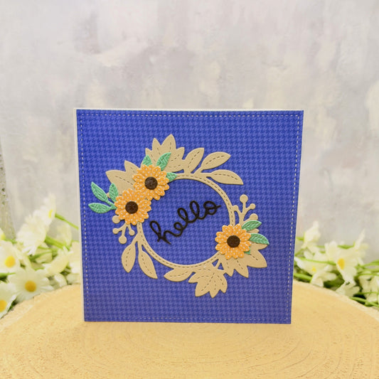 Sunflower Wreath 'Hello' Handmade Card