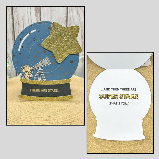 Super Stars Like You Globe Shaped Handmade Card