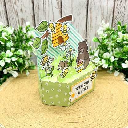 Sweet As Honey Bear & Bees Handmade Pop Up Card