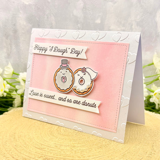 Sweet Couple Doughnut Themed Wedding Day Card