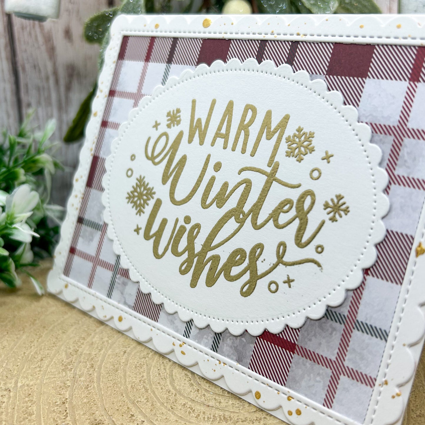 Tartan Background Warm Winter Wishes Handmade Christmas Card-2