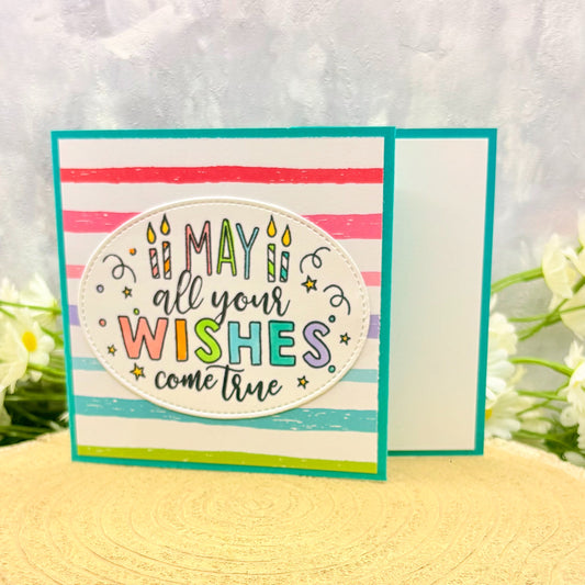 Teal Birthday Wishes Handmade Gift Card Holder Card