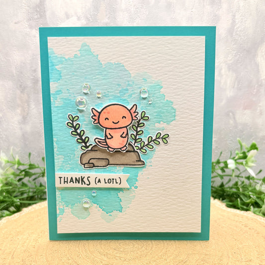 Thanks A Lotl Pink Axolotl Handmade Thank You Card