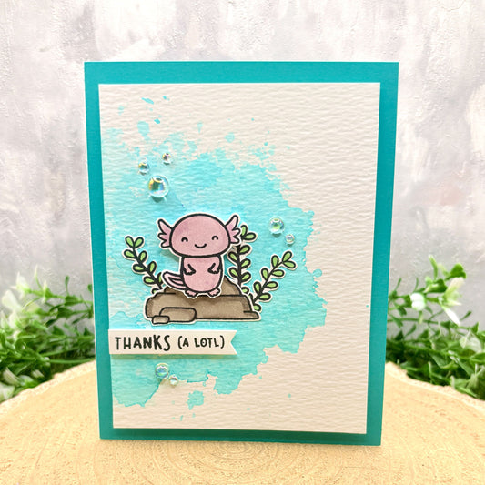 Thanks A Lotl Purple Axolotl Handmade Thank You Card