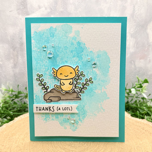Thanks A Lotl Yellow Axolotl Handmade Thank You Card