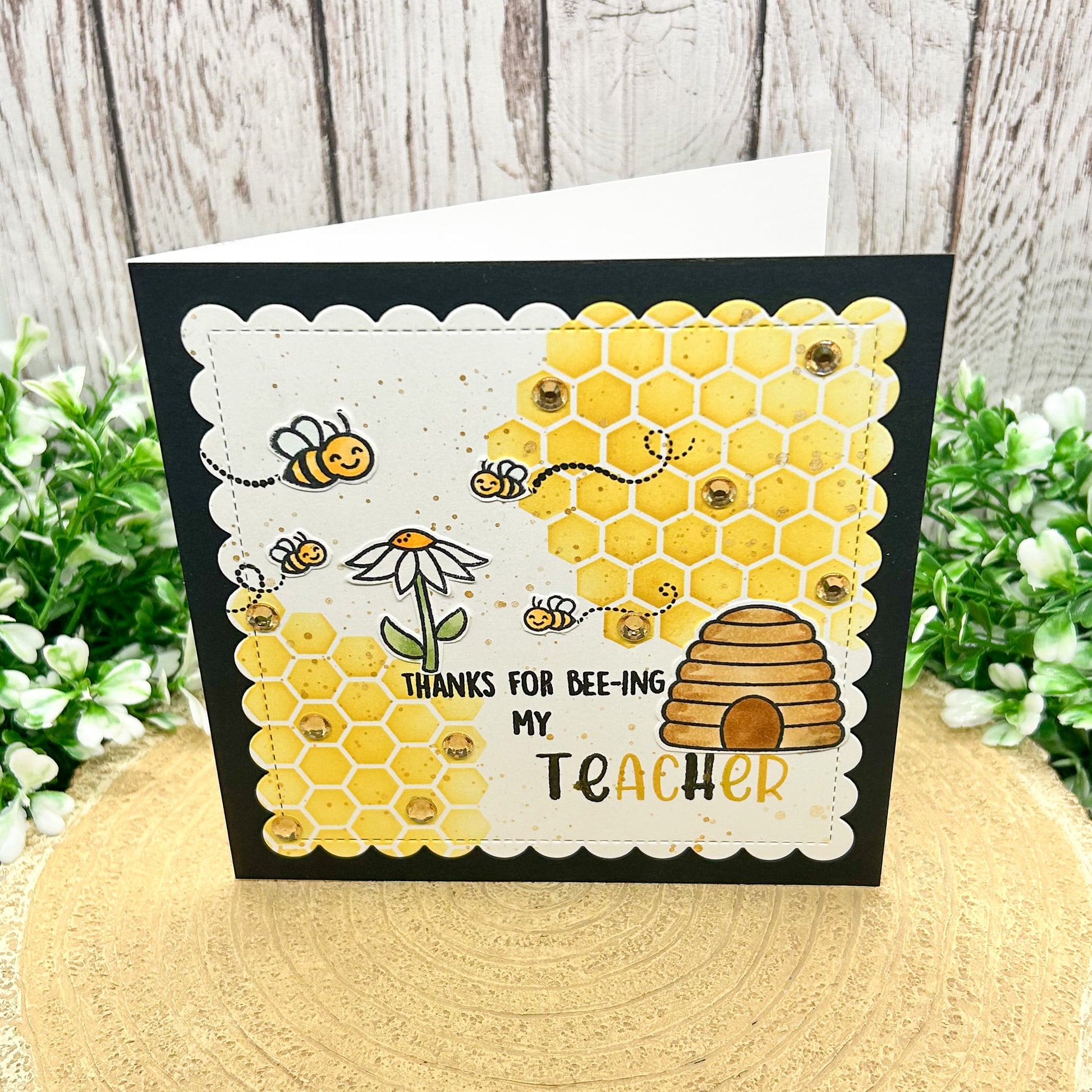 Thanks For BEE-ing My Teacher Square Handmade Thank You Card-1