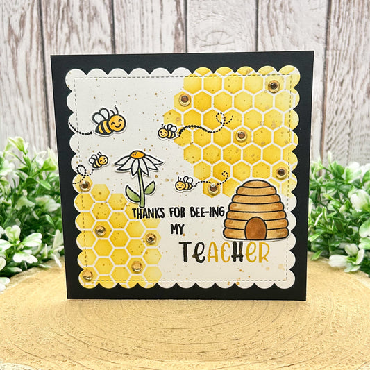 Thanks For BEE-ing My Teacher Square Handmade Thank You Card