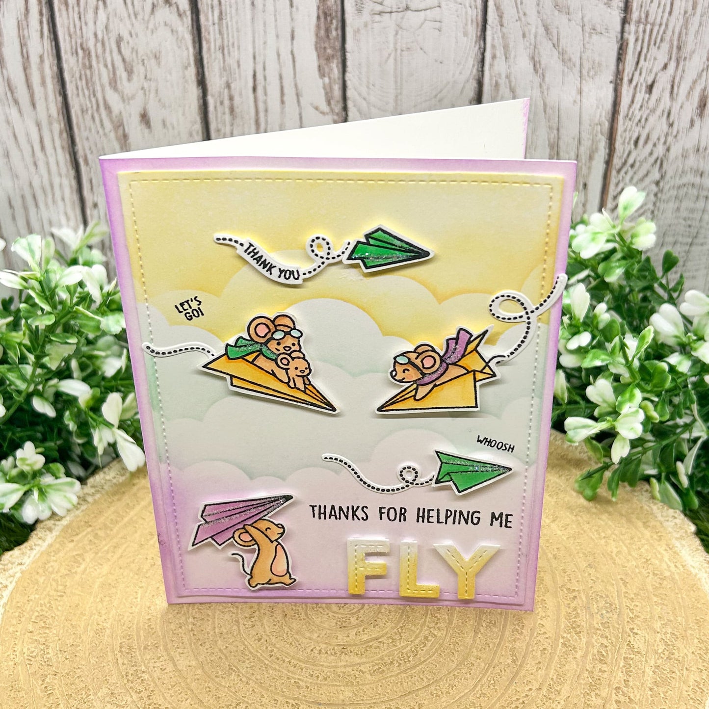Thanks For Helping Me Fly Handmade Thank You Card-1