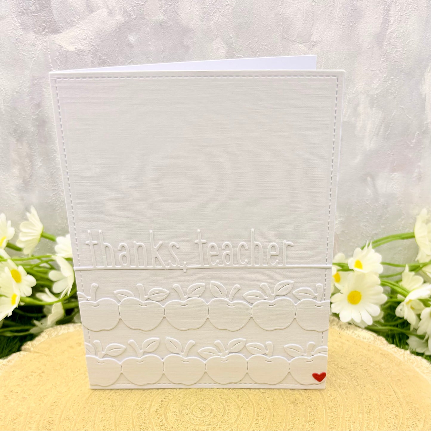 Thanks Teacher White Apples Handmade Thank You Card