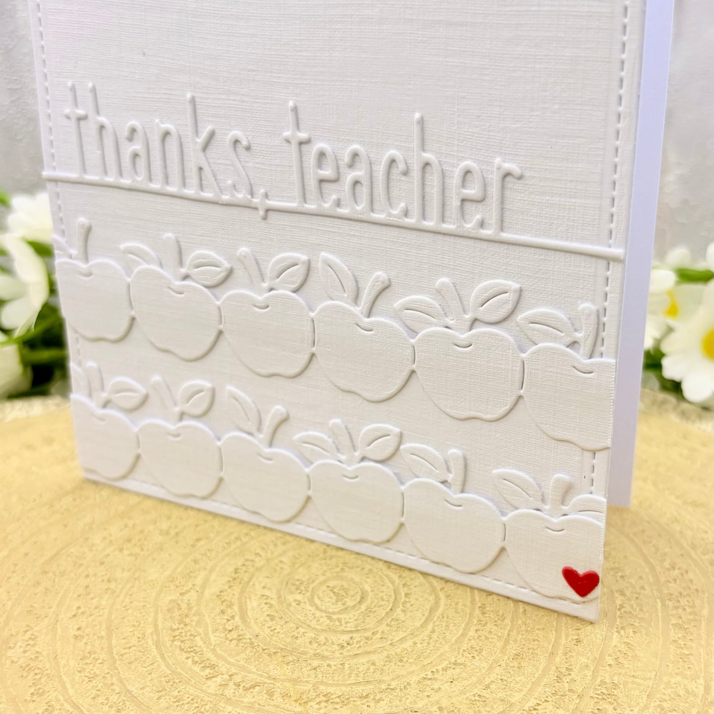 Thanks Teacher White Apples Handmade Thank You Card