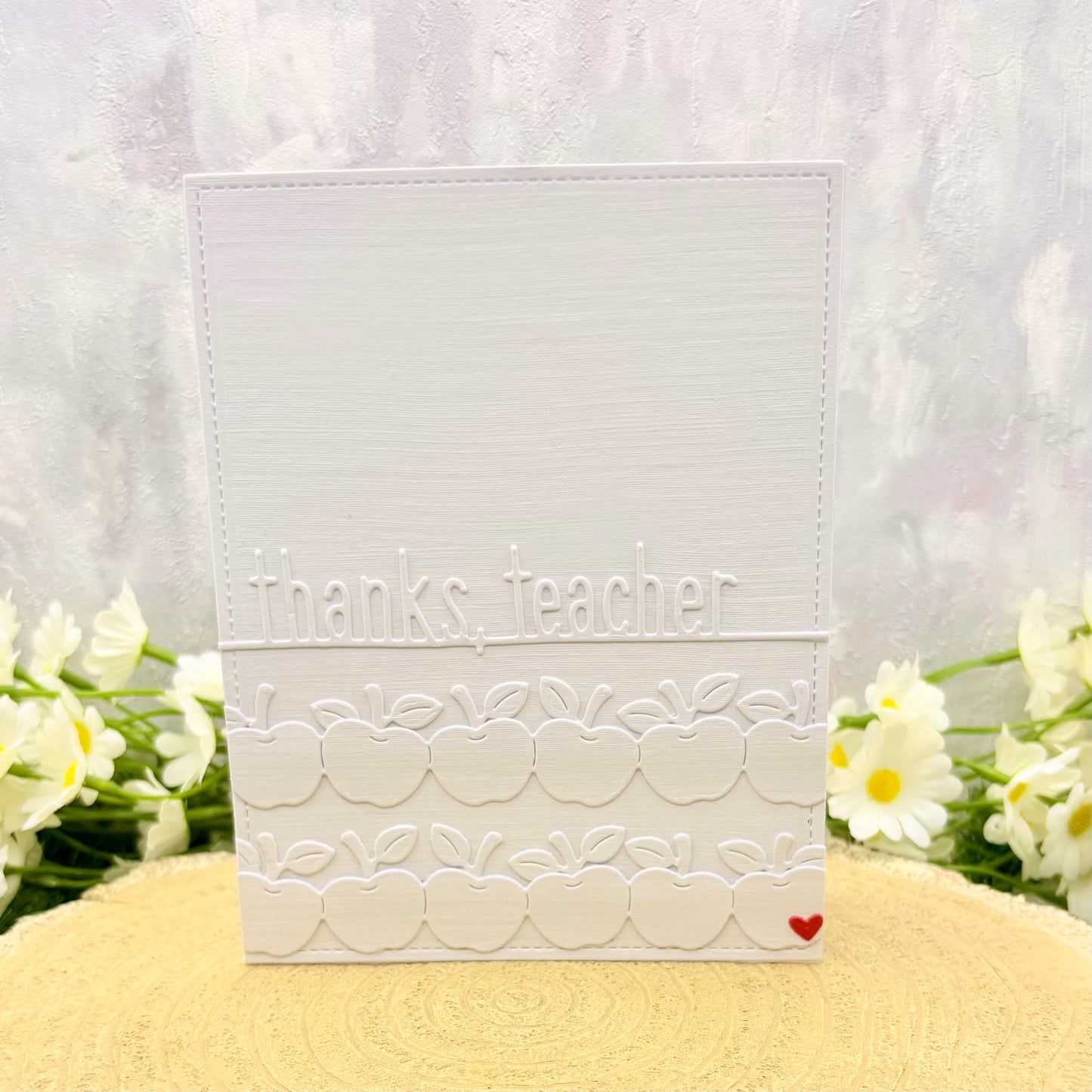 Thanks Teacher White Apples Handmade Thank You Card