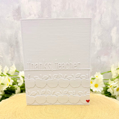 Thanks Teacher White Apples Handmade Thank You Card