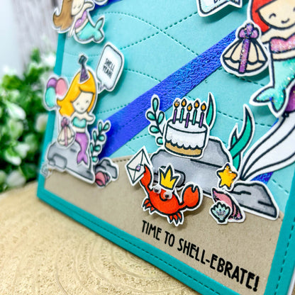 Time To Shell-ebrate! Mermaid Party Handmade Birthday Card-1