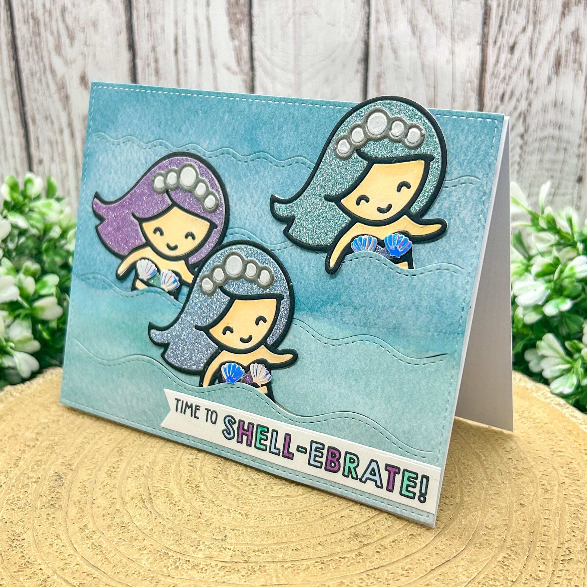Time To Shell-ebrate! Mermaids Handmade Birthday Card-1