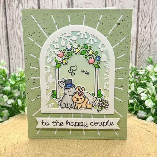 To The Happy Couple Cute Bunnies Handmade Wedding Day Card