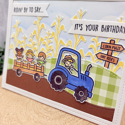 Tractor Corn Field Handmade Birthday Card-2