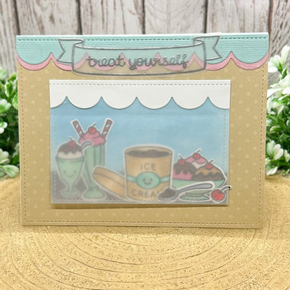 Treat Yourself Ice Cream Scene Handmade Birthday Card